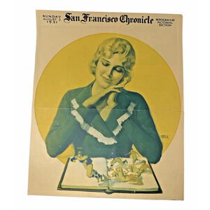 1931 San Francisco Chronicle Rotogravure Pictorial Cover Art Deco Style Folded